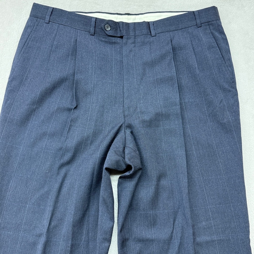 Evan-Picone Suit Mens 44L Navy Blue Pinstripe Wool 2-Piece Blazer Trousers USA - Picture 11 of 16